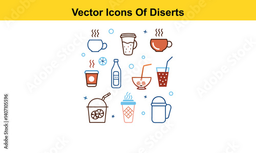 Drink thin line icons collection isolated on white background. Editable stroke Vector.