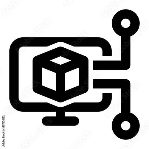 Digital Product, Virtual Product, Digitalization Outline Icon