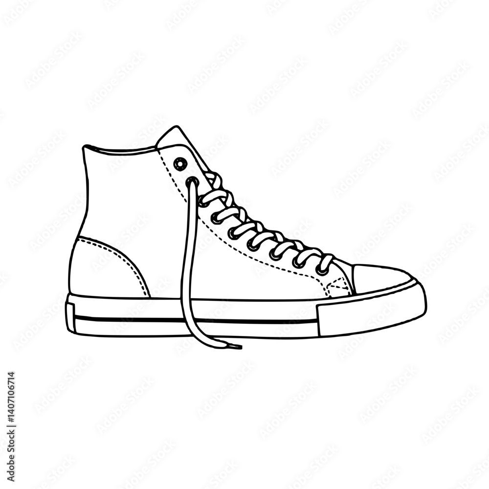 Outline icon of a high-top sneaker representing casual style and urban lifestyle