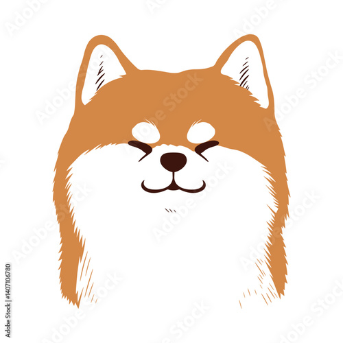 Cute Shiba Inu dog face. Vector flat design with bold lines, perfect for logo, icon, mascot, or branding. Illustration isolated on white background.