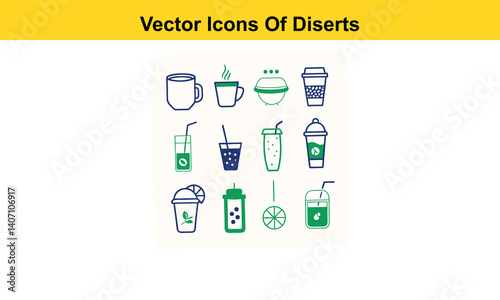 Drink thin line icons collection isolated on white background. Editable stroke Vector.
