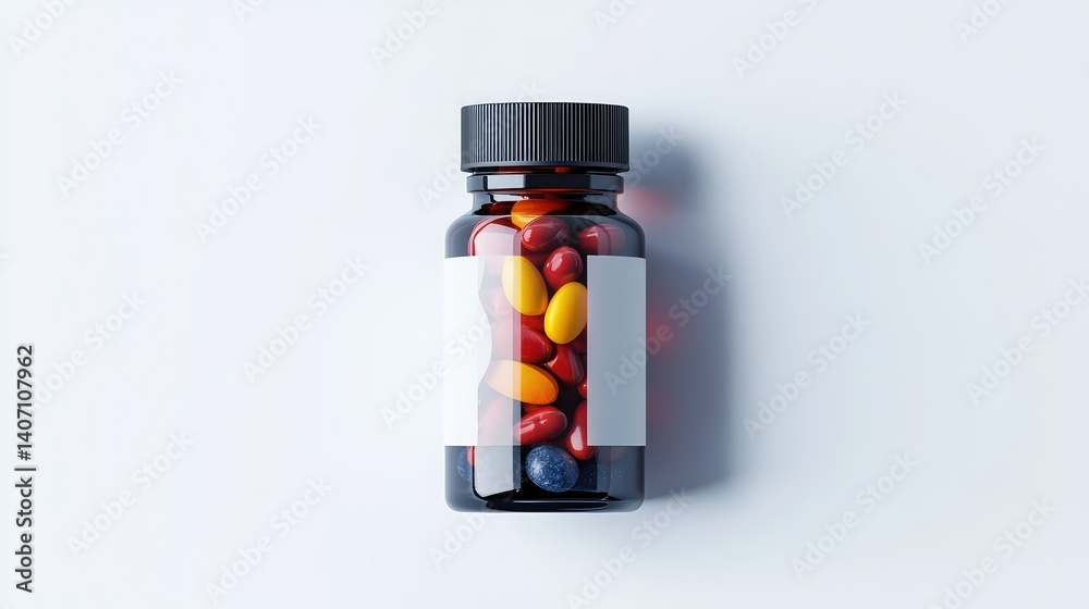 minimalist bottle of vitamins isolated