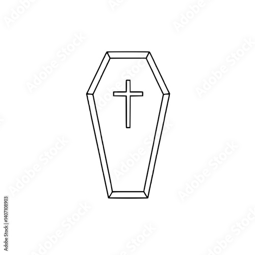 Obraz na płótnie Outline icon of a coffin symbolizing mortality and memorial concepts w salonie