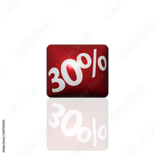 A vibrant red sale sign offers a discount percentage, a compelling symbol for retail business