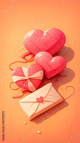 Hearts & Letter, Pastel, Gift