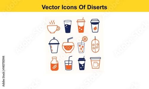 Drink thin line icons collection isolated on white background. Editable stroke Vector.