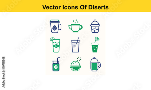 Drink thin line icons collection isolated on white background. Editable stroke Vector.