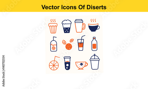 Drink thin line icons collection isolated on white background. Editable stroke Vector.