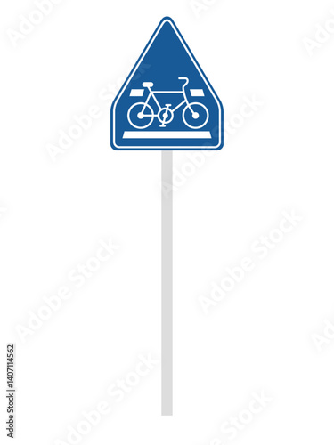 ポール付き標識の単品イラスト　自転車横断帯