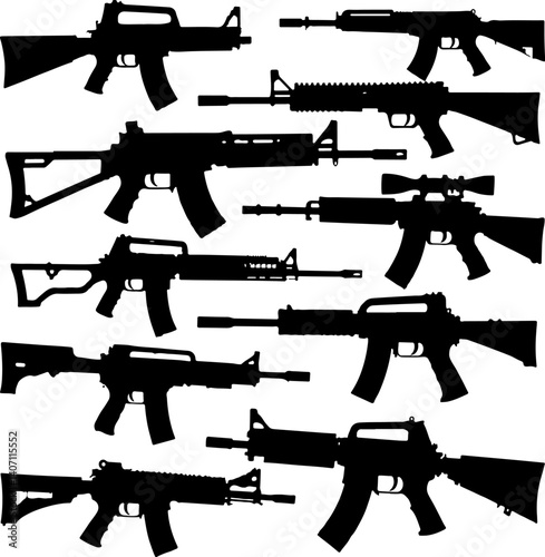 rifles silhouette vector illustration set bundle