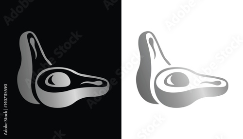 vector image of a beautiful and attractive gold-colored avocado slice logo on a black and white background
