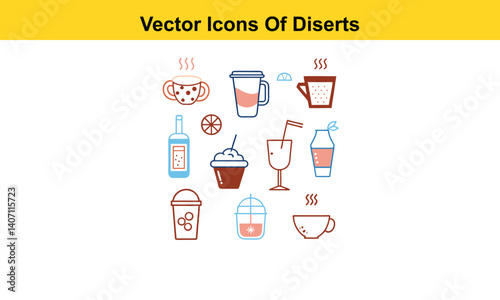 Drink thin line icons collection isolated on white background. Editable stroke Vector.