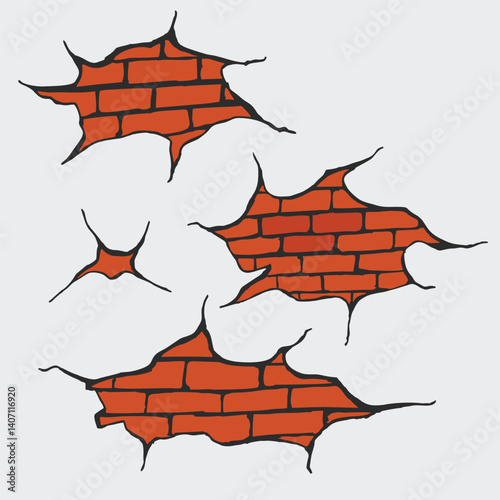 Crack Brick wall Hand drawn