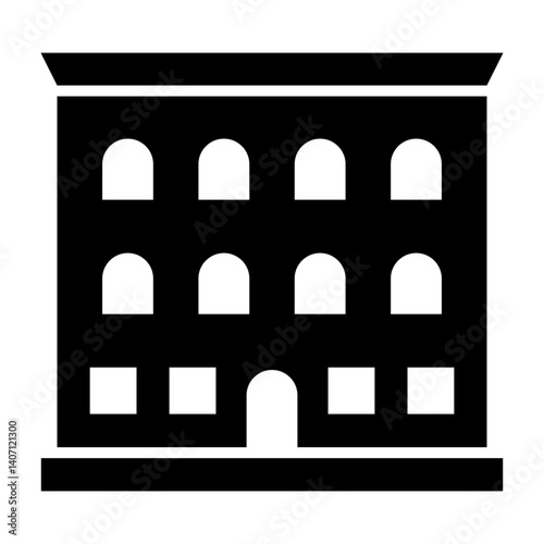 Historic Building Model Vector Glyph Icon Design