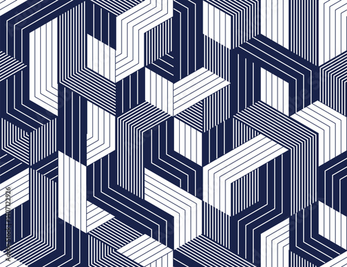 3D cubes seamless background, abstract tiling endless pattern with blocks, cubic optic construction wallpaper, surreal op art surface modular abstraction.