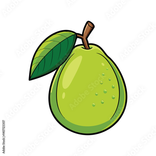 Guava Vector Illustration – Fresh Tropical Fruit Icon for Organic, Healthy Food Packaging, Smoothie, and Juice Designs