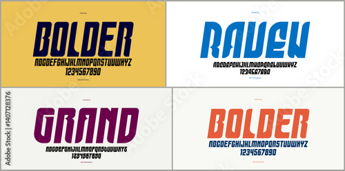 Bold and elegant vector fonts set, beautiful massive letters alphabets, thick typeface collection, perfect for logo creation, heavy and beautiful letters set.