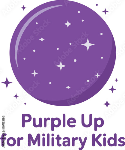 Purple Circle with Stars and Text – Purple Up for Military Kids Illustration