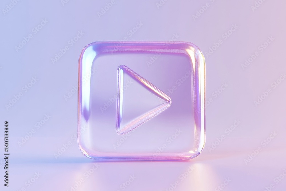 Abstract geometric design featuring a transparent video play button on gradient background Abstract geometric design featuring a transparent video play button on gradient background
