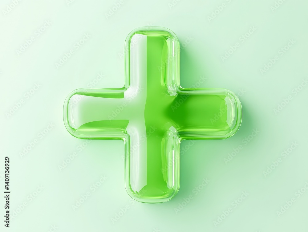 Obraz premium Bright green medical cross icon for healthcare and medical design