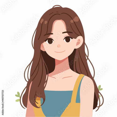 Vector of a girl smiling slightly