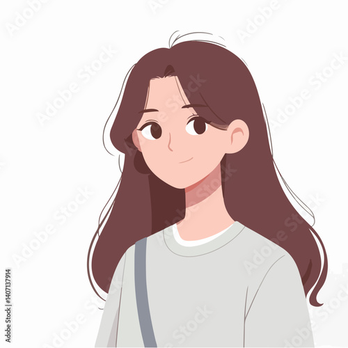 Vector of a girl smiling slightly