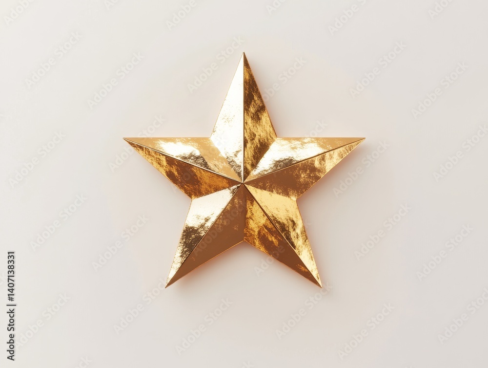 Obraz premium Golden polished metal star icon for elegant design concepts and decoration