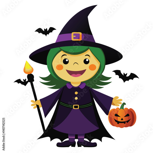 Halloween witches isolated clipart on white background