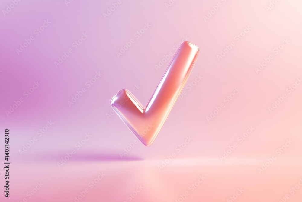 Realistic 3d check mark icon on soft gradient background for design use Realistic 3d check mark icon on soft gradient background for design use