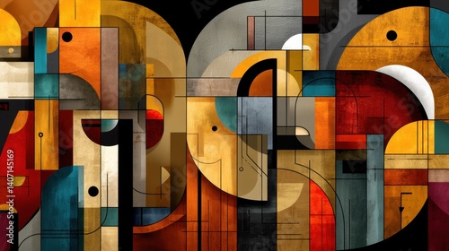 Wallpaper Mural Colorful Abstract Geometric Shapes in Modern Art Composition Torontodigital.ca