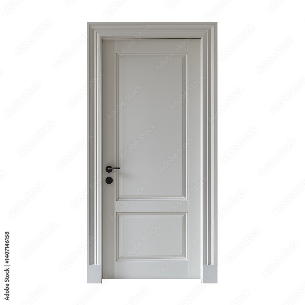 PNG transparent background image of a white door with a simple design, suitable for indoor decoration. PNG transparent background image of a white door with a simple design, suitable for indoor decoration.