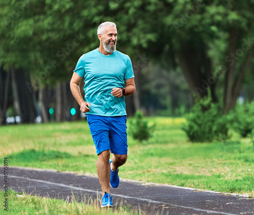 senior fitness man active sport exercise running jogging healthy runner fit jogger workout athlete training marathon speed elderly gary hair