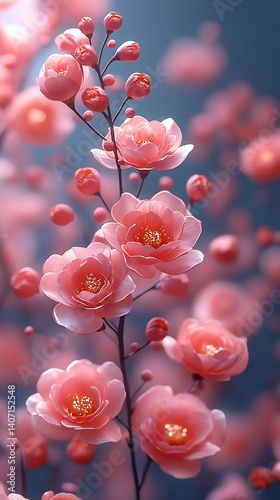 Delicate Pink Blossom Phone Wallpaper  Close-Up of Vibrant Petals on Branches with Soft Blurred Background | Mobile Background


