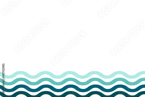 Summer border background with waves for text. Sea abstract coloured backdrop. Hand drawn vector sketch with stormy water landscape in conceptual style for design, card, print, icon, logo, template