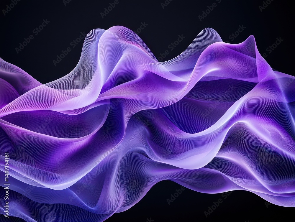 Obraz premium Flowing abstract purple waves with a soft, ethereal vibe.