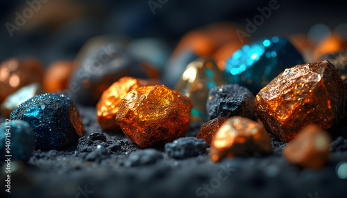  Vector images of various rare earth metals in stylized form with emphasis on their unique properties