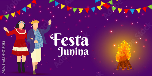Vector illustration of Festa Junina social media template