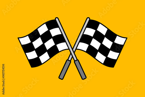 Vector Crossed Checkered Flags Illustration