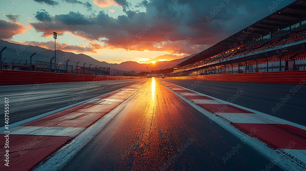 Fototapeta premium Sunset over a race track.