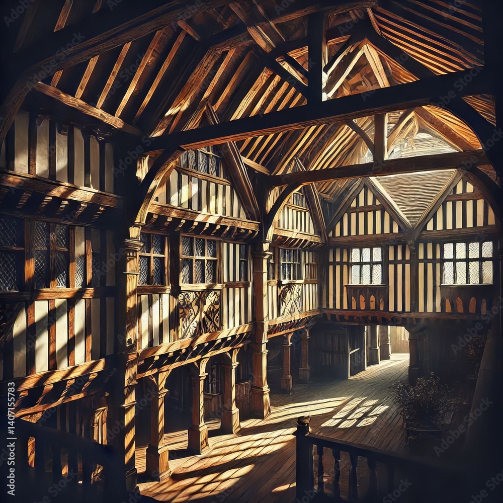 Fototapeta premium Half Timbered Tudor style buildings
