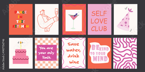b14.Minimalist breakfast-themed posters with line art and soft colors. Ideal for cozy cafes.

