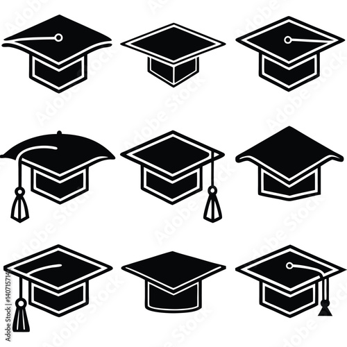A 3D illustration presents a set of black books, an icon of education and literature, resembling a graduation cap, suitable for business or university learning concepts at home