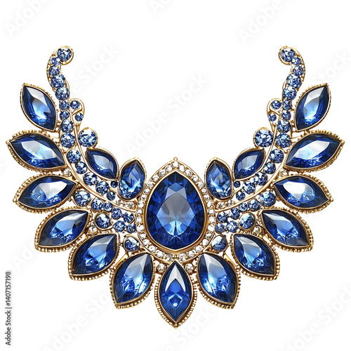 Sapphire necklace luxury jewelry fashion accessory design  isolated on transparent  background