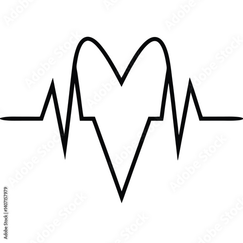 Heartbeat symbol illustration shows the heart's pulse as a vital sign of life in medicine and cardiology
