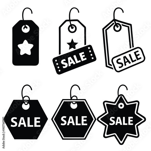 Vector retail set of sale tags and price labels for business promotion
