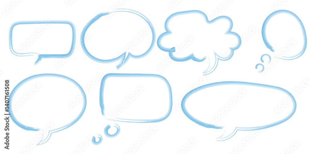 set of blue speech bubbles hand drawn watercolor vector set of blue speech bubbles hand drawn watercolor vector