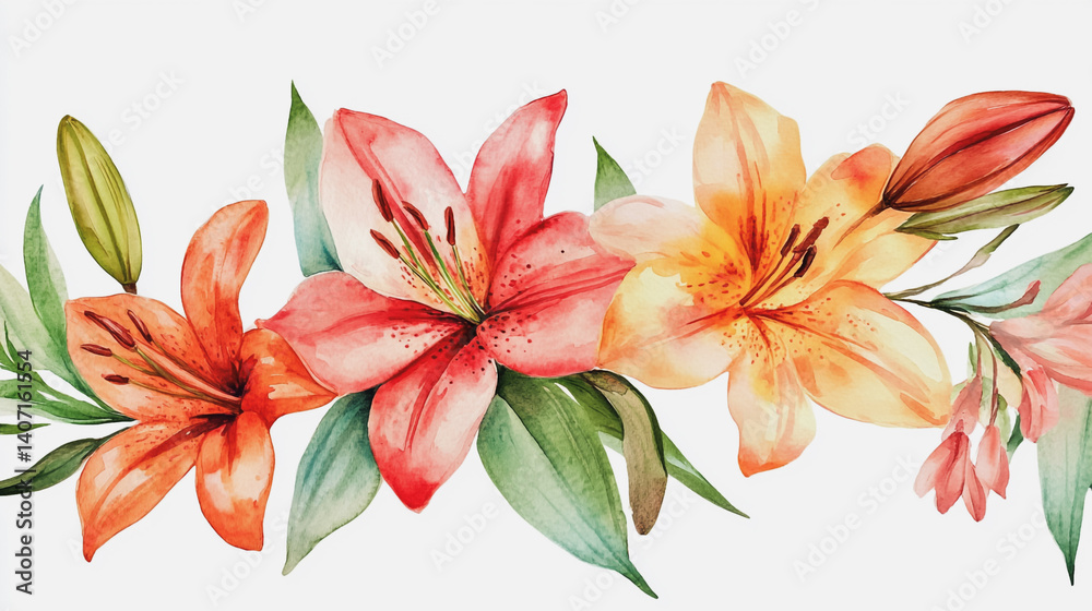 Fototapeta premium Elegant wedding invitation card background . Minimal hand painted watercolor botanical flowers texture template background. Design for wedding, vip cover, poster, rsvp moderncard.Valentine's Day