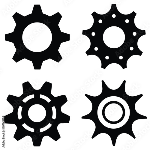 Vector illustration of a gear icon set featuring cogwheels for business and mechanical engineering concepts