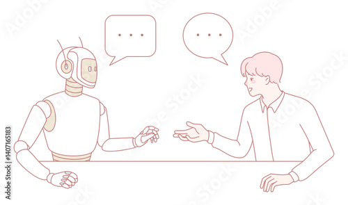 An illustration of a human and a robot having a lively conversation, exploring AI interaction dynamics