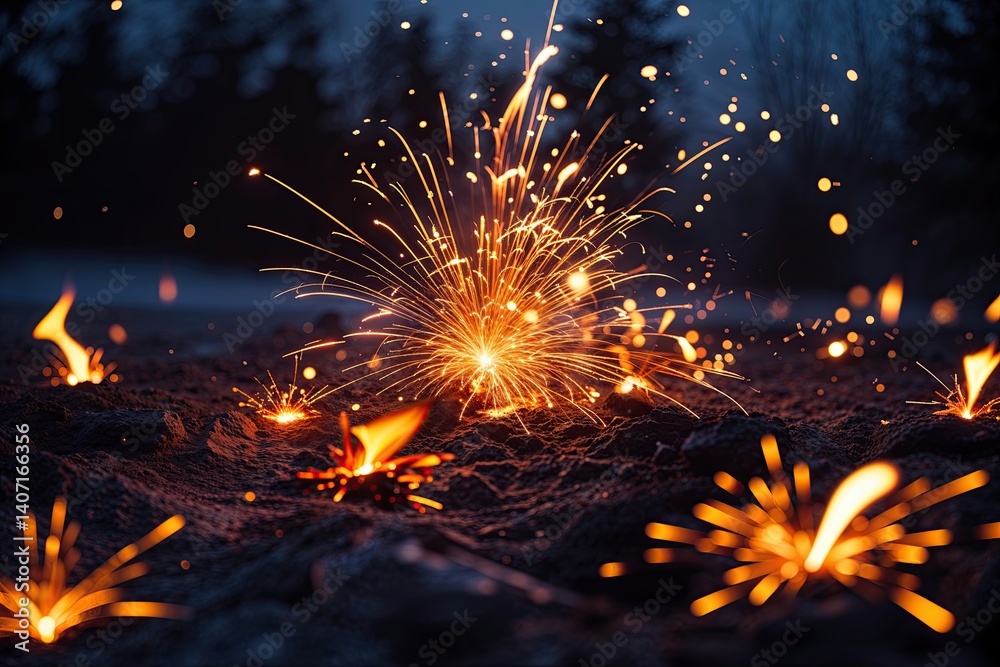 Fototapeta premium Radiant Flames of Light Dispelling the Shadows